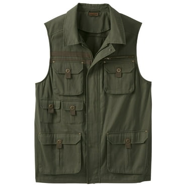 Boulder Creek by KingSize Men's Big & Tall ™ Multi Pocket Vest - Tall - L, Olive Green