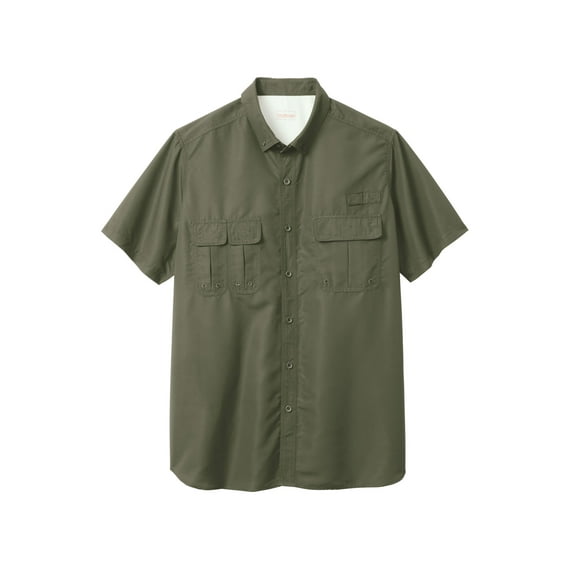 Boulder Creek by KingSize Men's Big & Tall Off-Shore Short-Sleeve Sport Shirt - 7XL, Olive
