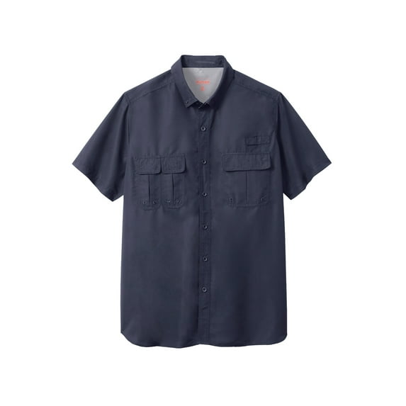 Boulder Creek by KingSize Men's Big & Tall Off-Shore Short-Sleeve Sport Shirt - 9XL, Classic Navy