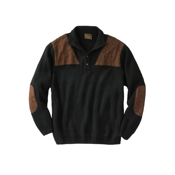 Boulder Creek by KingSize Men's Big & Tall Patch Sweater With Mock Neck