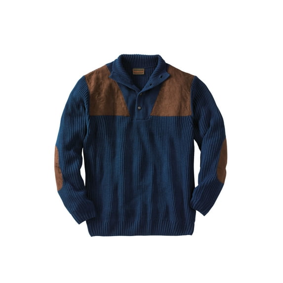 Boulder Creek by KingSize Men's Big & Tall Patch Sweater With Mock Neck