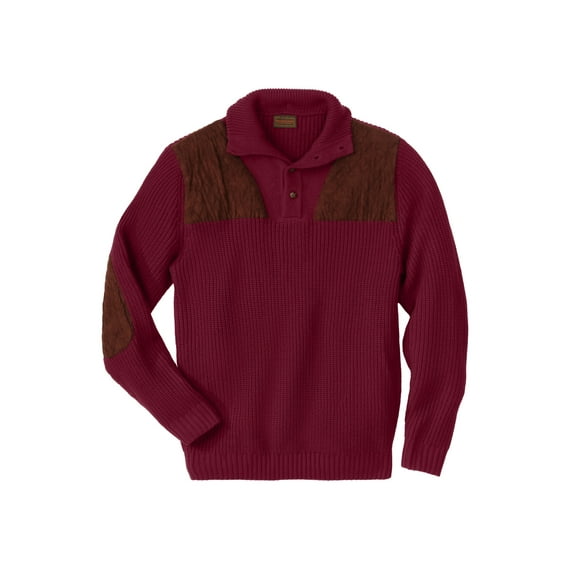 Boulder Creek by KingSize Men's Big & Tall Patch Sweater With Mock Neck
