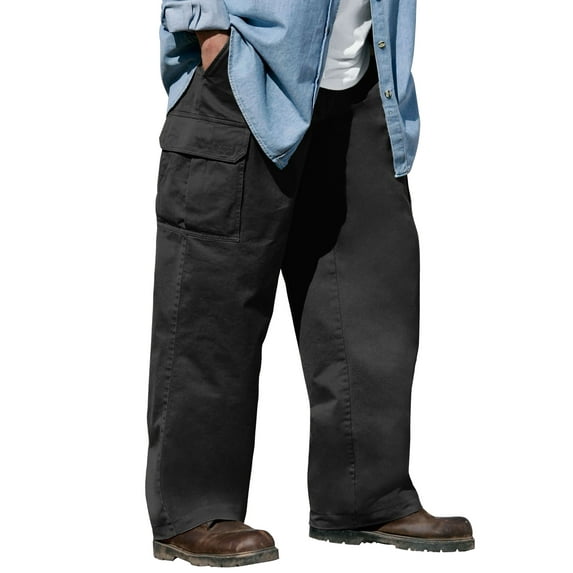 Boulder Creek by KingSize Men's Big & Tall Renegade Side-Elastic Waist Cargo Pants - 56 40, Black