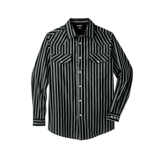 Boulder Creek by KingSize Men's Big & Tall Western Snap Front Shirt - XL, Black Stripe