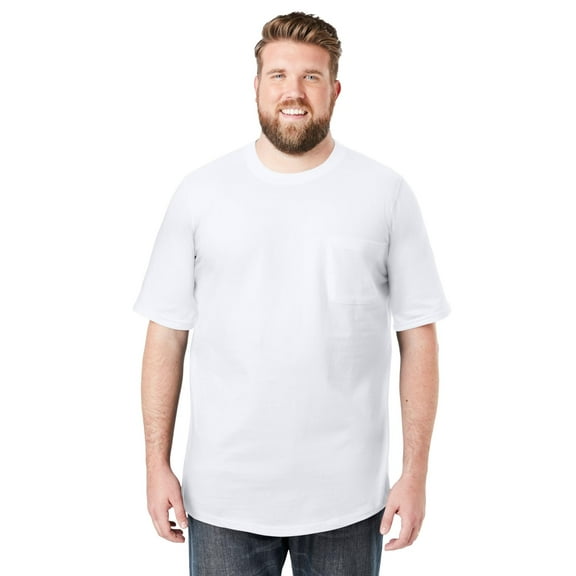 Boulder Creek by Kingsize Men's Big & Tall Heavyweight Pocket Crewneck T-Shirt - 3XL, White