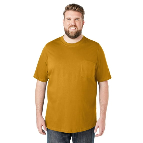 Boulder Creek by Kingsize Men's Big & Tall Heavyweight Pocket Crewneck T-Shirt - 6XL, Golden Tan