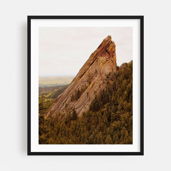 Boulder Flatiron - Boulder Colorado Photography Mountain Landscape Nature Forest Scenic Autumn Black Framed Wall Art Print 6 x 8 inches