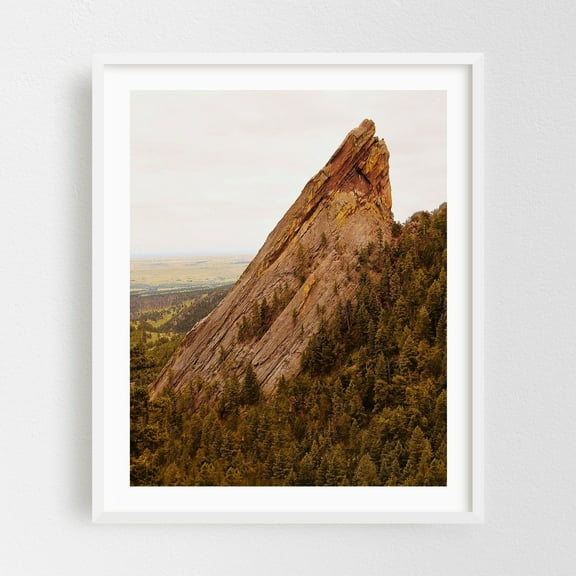 Boulder Flatiron - Boulder Colorado Photography Mountain Landscape Nature Forest Scenic Autumn White Framed Wall Art Print 6 x 8 inches