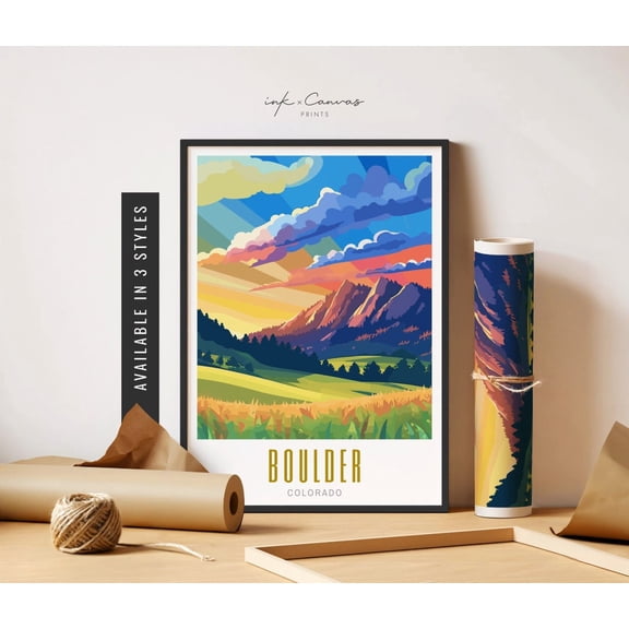 Boulder Flatirons Wall Art Boulder Colorado Boulder CO Print Flatiron Mountain Wall Art Travel Art Wall Art, Unframed Canvas Size 8x12