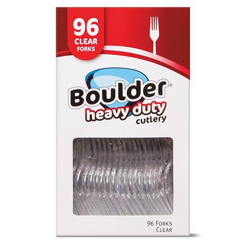 Boulder Heavy Duty Clear Plastic Forks, 96 count