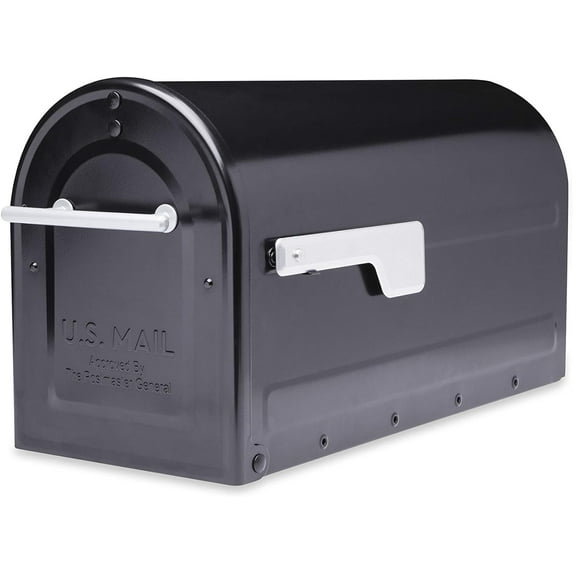 Boulder Large Black Post-Mount Mailbox, Heavy-Duty Metal Curbside Mail Box for Residential or Commercial Use, Weather-Resistant and Durable Design