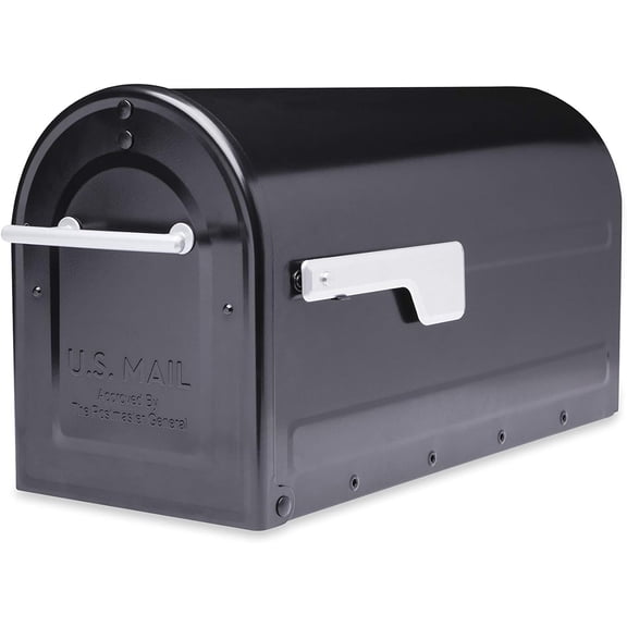 Boulder Large Black Post-Mount Mailbox, Heavy-Duty Metal Curbside Mail Box for Residential or Commercial Use, Weather-Resistant and Durable Design