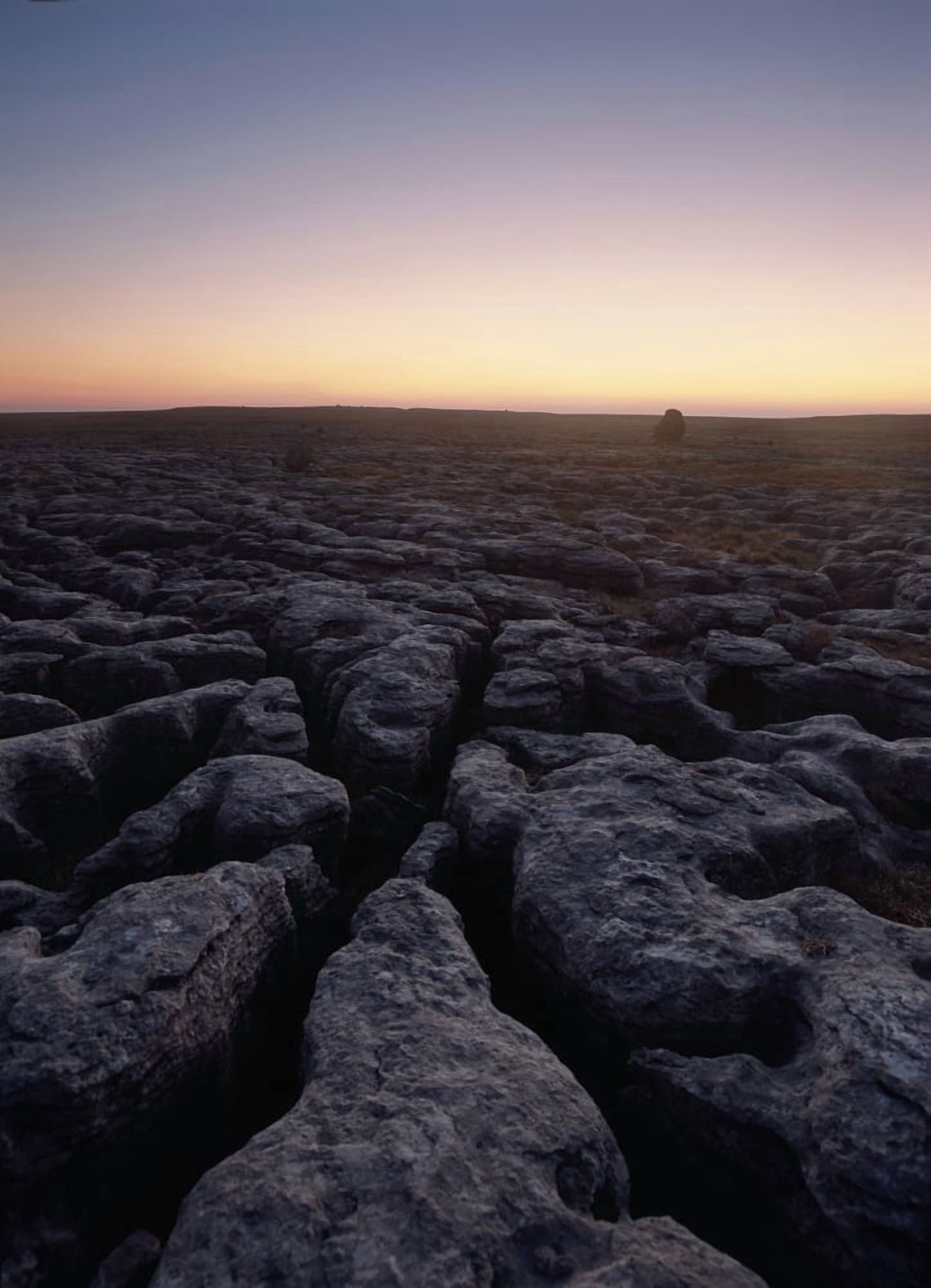 Boulder On Limestone Pavement At Dusk Twisleton Scars Near Ingleton Yorkshire Dales National Park North Yorkshire England Canvas Art - Ian Cumming Design Pics (13 x 18)