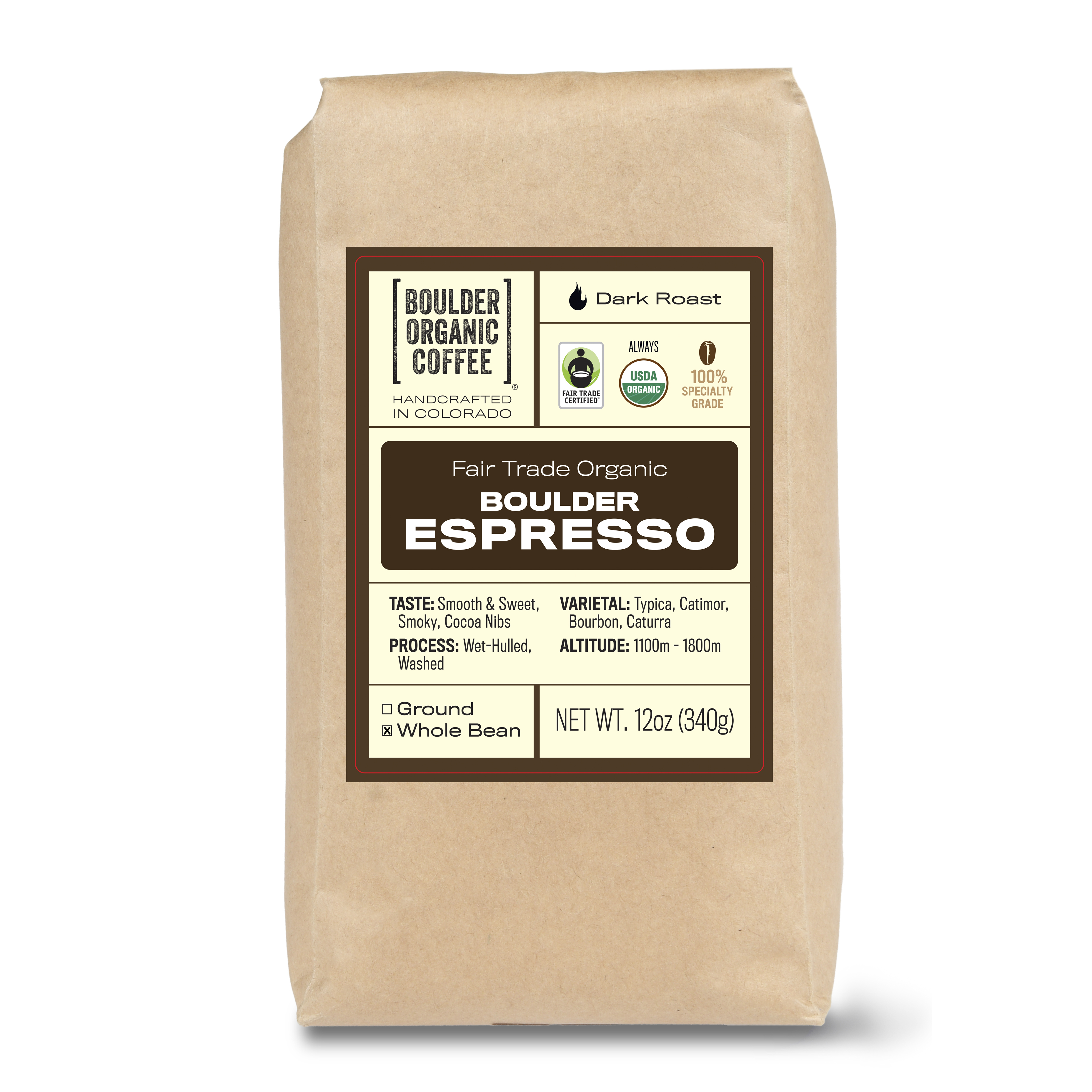 Boulder Organic Boulder Espresso Organic & Fair Trade Whole Bean Coffee