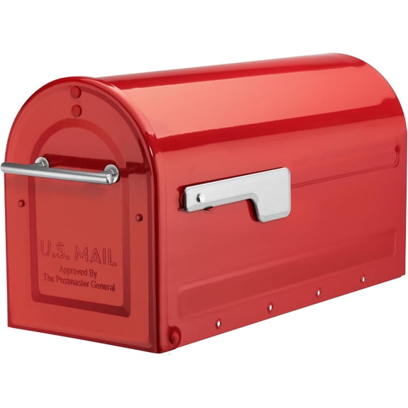 Boulder Red Galvanized Steel Mailbox, RustResistant PowderCoat Finish with Magnetic Door Closure, USPS Approved, Outdoor Residential Mail Receiving Unit