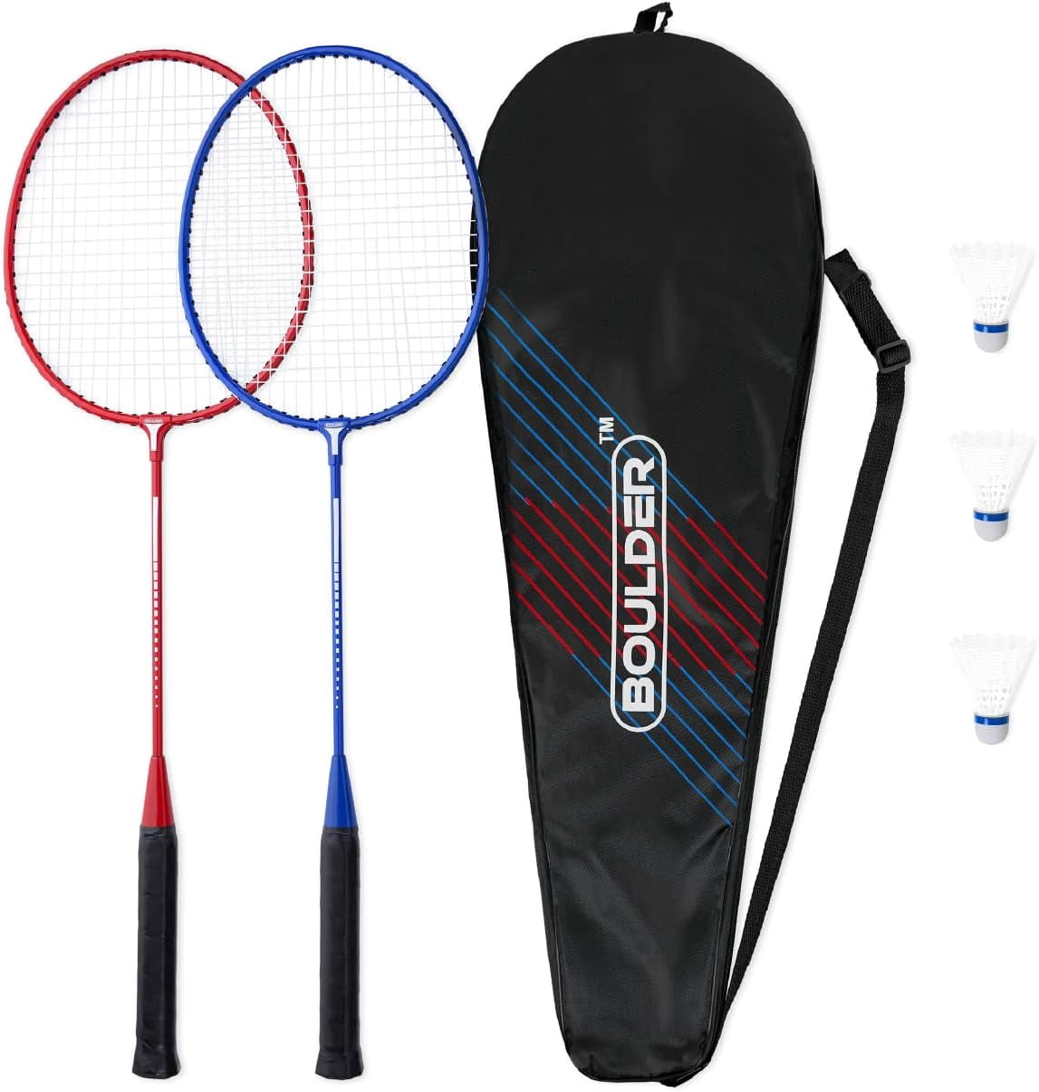 Boulder Sports Badminton Rackets - Lightweight Badminton Racket Set with 3 Shuttlecocks and Racquet Case - Badminton Set for Backyard or Outdoor Games