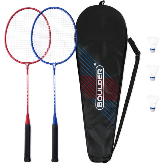 Boulder Sports Badminton Rackets - Lightweight Badminton Racket Set with 3 Shuttlecocks and Racquet Case - Badminton Set for Backyard or Outdoor Games