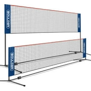 Boulder Sports Portable & Adjustable Volleyball & Badminton Net, Blue/Red, 17ft
