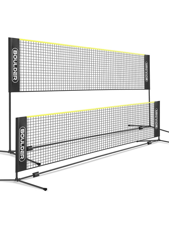 Boulder Sports Portable, Adjustable Volleyball and Badminton Net, 14 Feet, Black