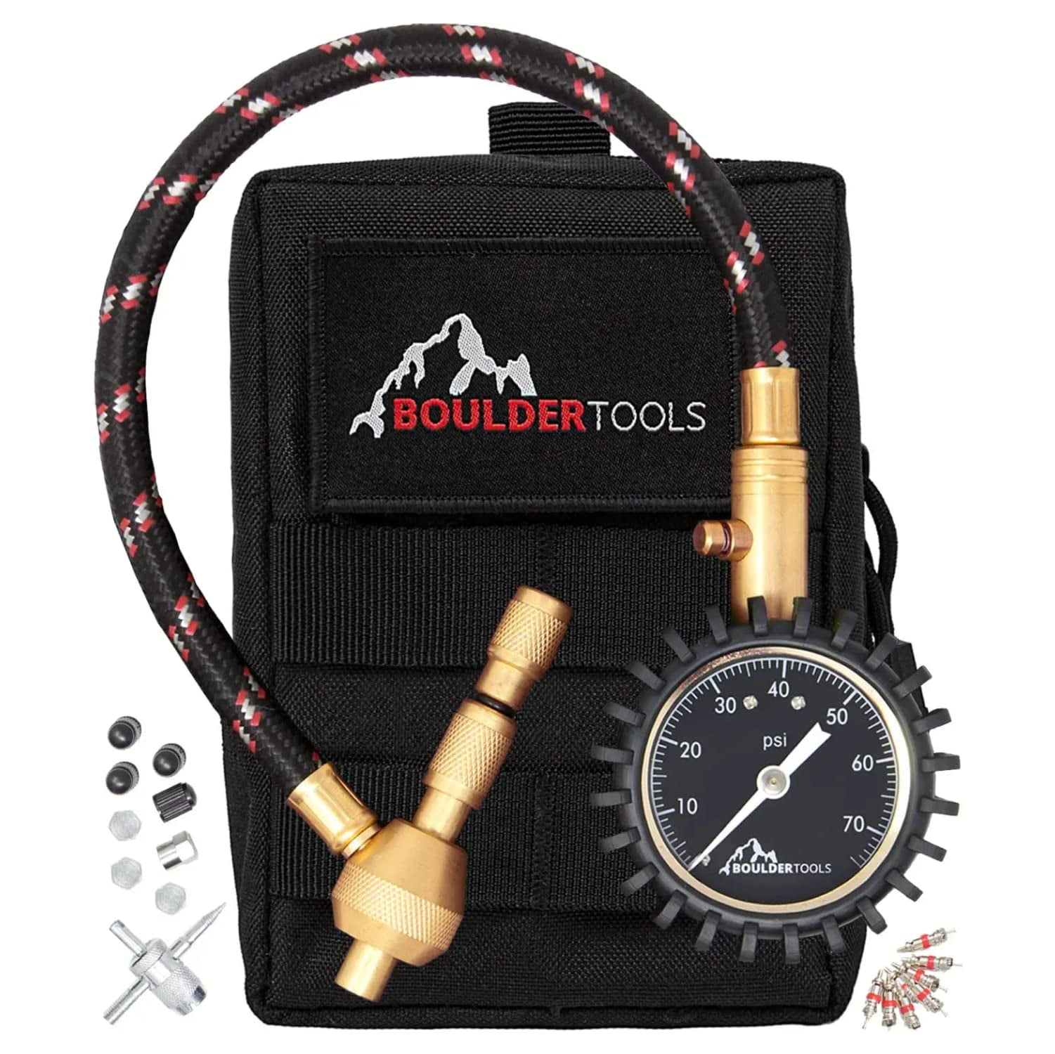 Boulder Tools Heavy Duty Rapid Tire Deflator Kit with Valve Caps, Valve