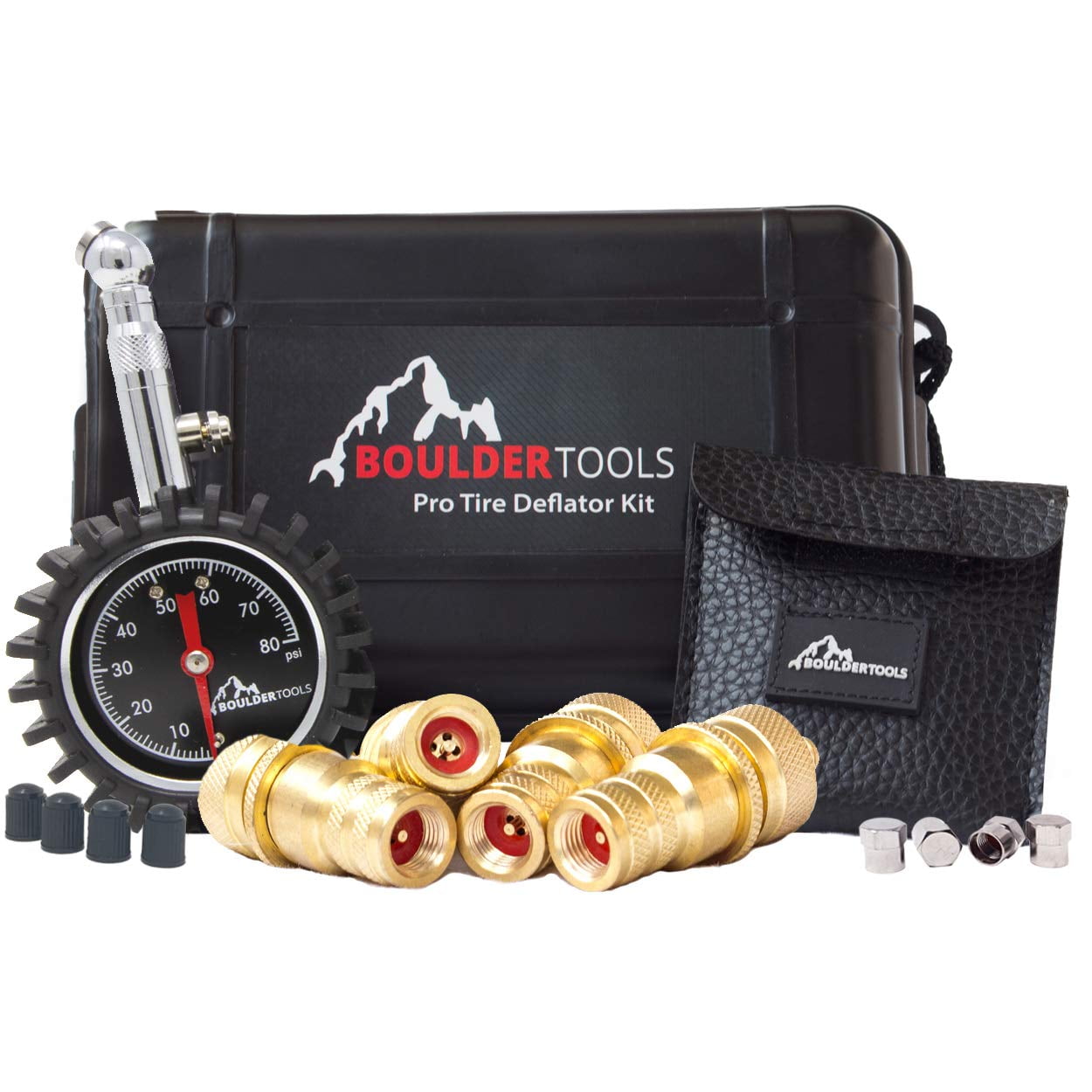 Boulder Tools Tire Deflators and 80 psi Tire Pressure Gauge