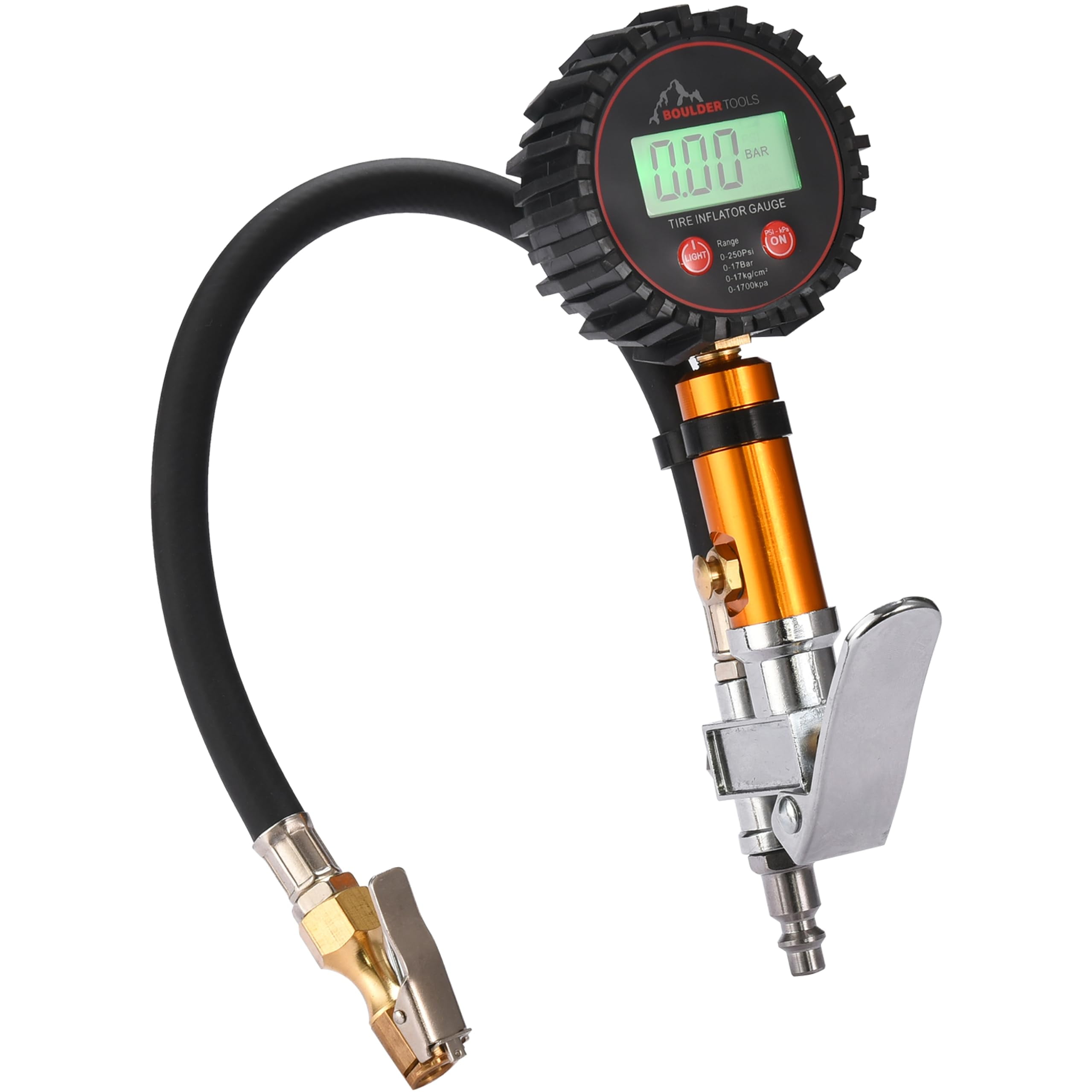 Boulder Tools Tire Pressure Gauge With Inflator (0250 PSI) LED