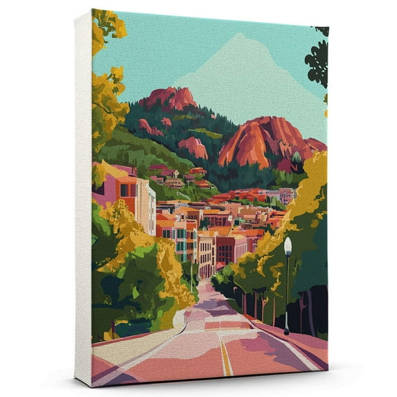 Boulder Travel Canvas, Colorado Canvas Print vintage, Colorful Boulder Decor City Road, Colorado Pictures Wall Art - 102AZ158