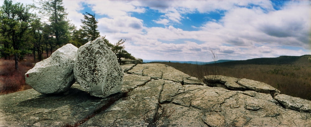 Boulder along the Gertrudes Nose Minnewaska State Park Catskill Mountains New York State USA Canvas Art - Panoramic Images (27 x 9)