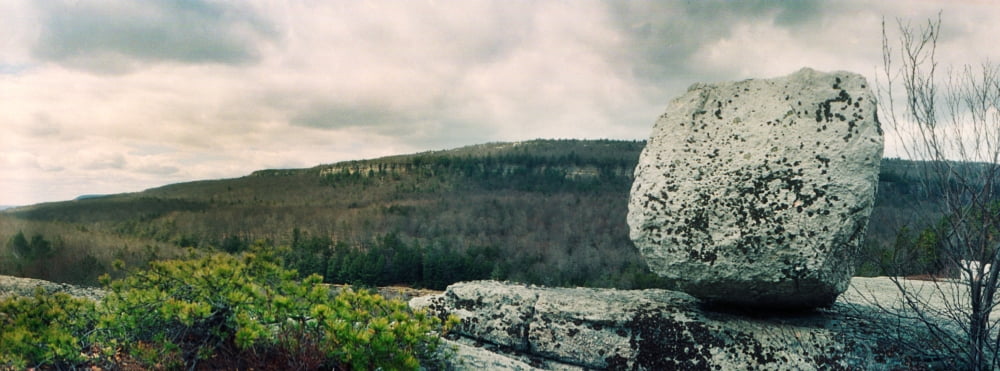 Boulder along the Gertrudes Nose Minnewaska State Park Catskill Mountains New York State USA Canvas Art - Panoramic Images (27 x 9)