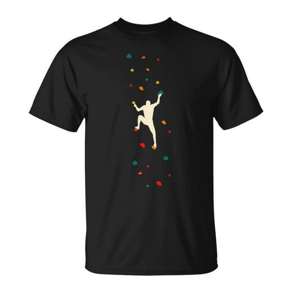 Bouldering Climber Graphic Tee, Unisex Adult Cotton T-Shirt for Free Climbing Enthusiasts, Comfortable Casual Wear, Size 3XL, Color Black