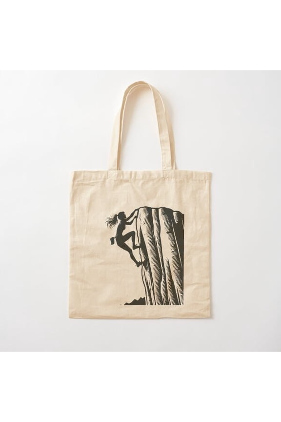 Bouldering Female Silhouette Cotton Tote Bag Canvas Tote Bag, Family Gift For Mother, Her