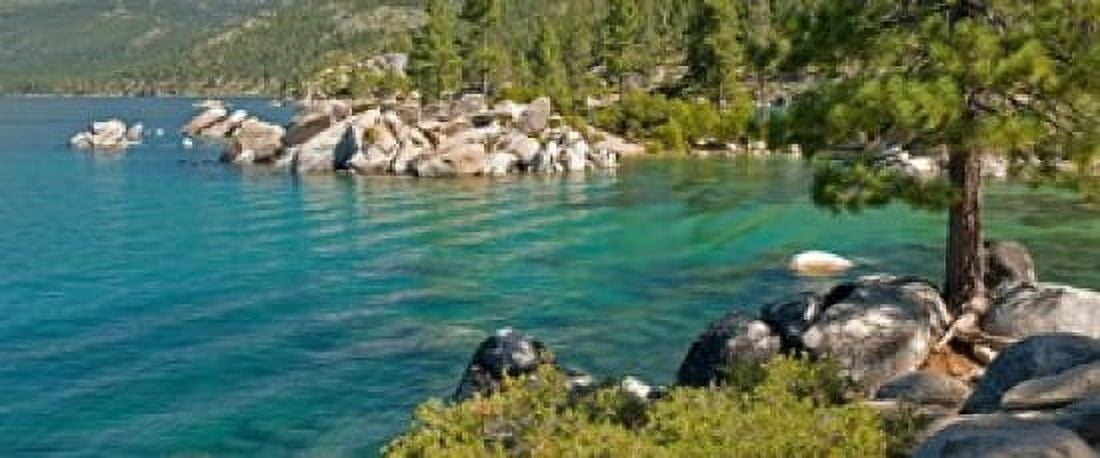 Boulders at Sand Harbor Lake Tahoe Nevada USA Canvas Art - Panoramic Images (15 x 6)