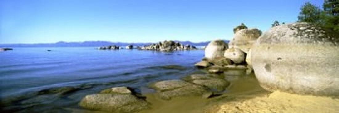 Boulders at the coast Lake Tahoe California USA Canvas Art - Panoramic Images (18 x 6)