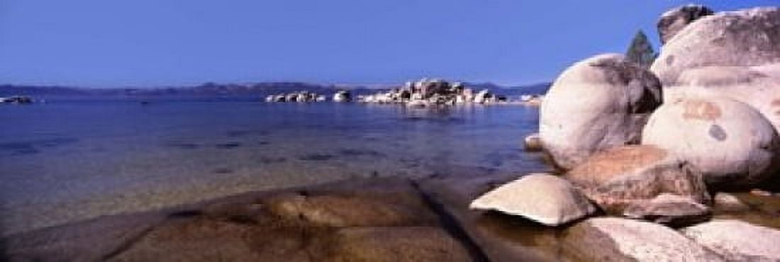 Boulders at the coast Lake Tahoe California USA Canvas Art - Panoramic Images (18 x 6)