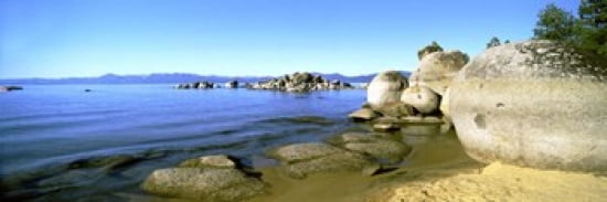 Boulders at the coast Lake Tahoe California USA Canvas Art - Panoramic Images (36 x 12)