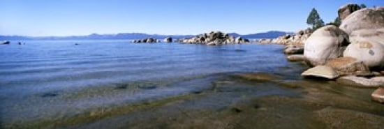 Boulders at the coast Lake Tahoe California USA Canvas Art - Panoramic Images (36 x 12)