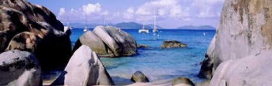 Boulders on a coast The Baths Virgin Gorda British Virgin Islands Canvas Art - Panoramic Images (36 x 12)