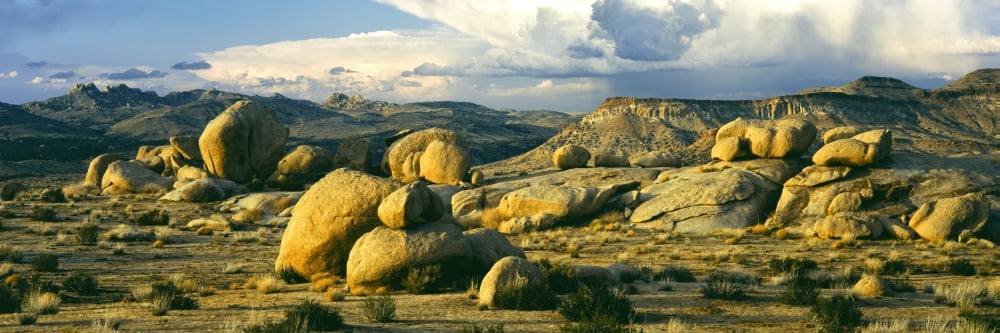 Boulders on a hill East Mojave Preserve California USA Canvas Art - Panoramic Images (27 x 9)