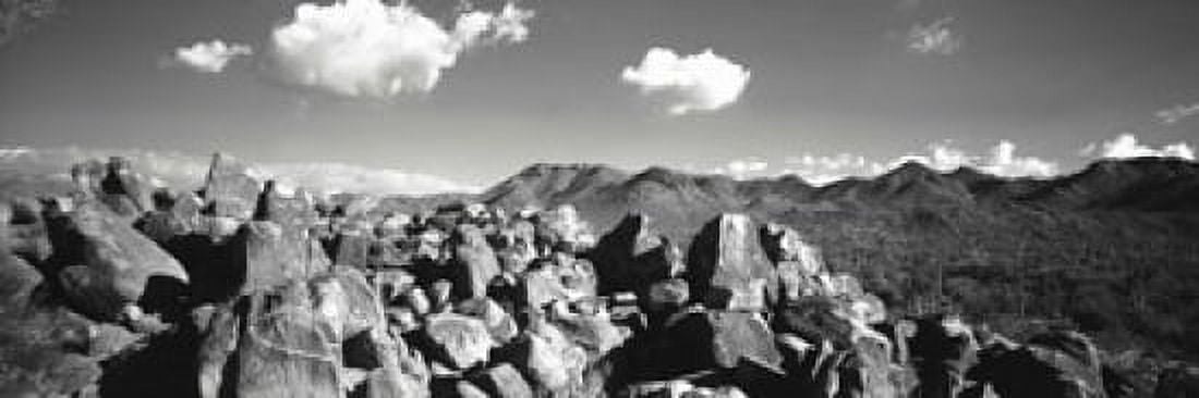 Boulders on a landscape Saguaro National Park Tucson Pima County Arizona USA Canvas Art - Panoramic Images (18 x 6)