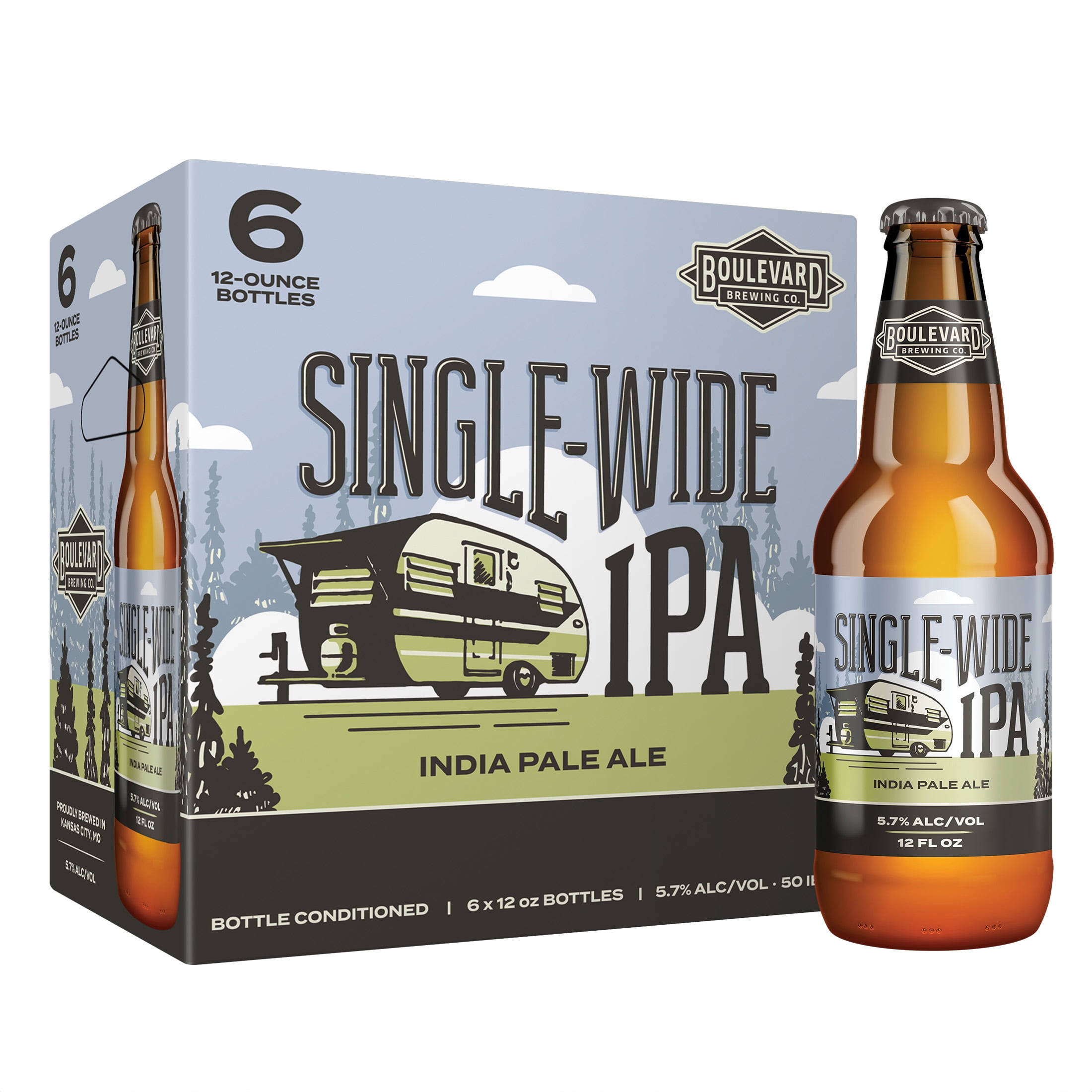 Boulevard Brewing Co. Single Wide IPA, 12 fl oz, 6 Pack Bottles, 5.7% ABV