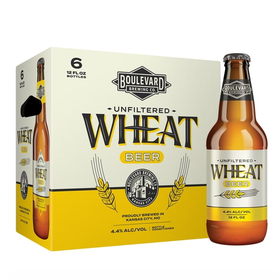 Boulevard Brewing Co. Unfiltered Hazy American Wheat, 12 fl oz, 6 Pack Bottles, 4.4% ABV