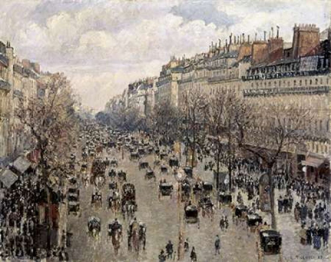 Boulevard Montmartre In Paris Canvas Art - Camille Pissarro (24 x 30)
