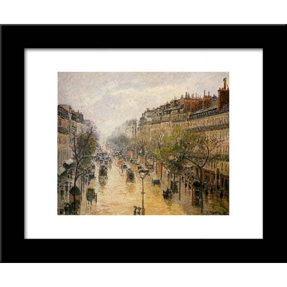 Boulevard Montmartre, Spring Rain 20x24 Framed Art Print by Pissarro, Camille
