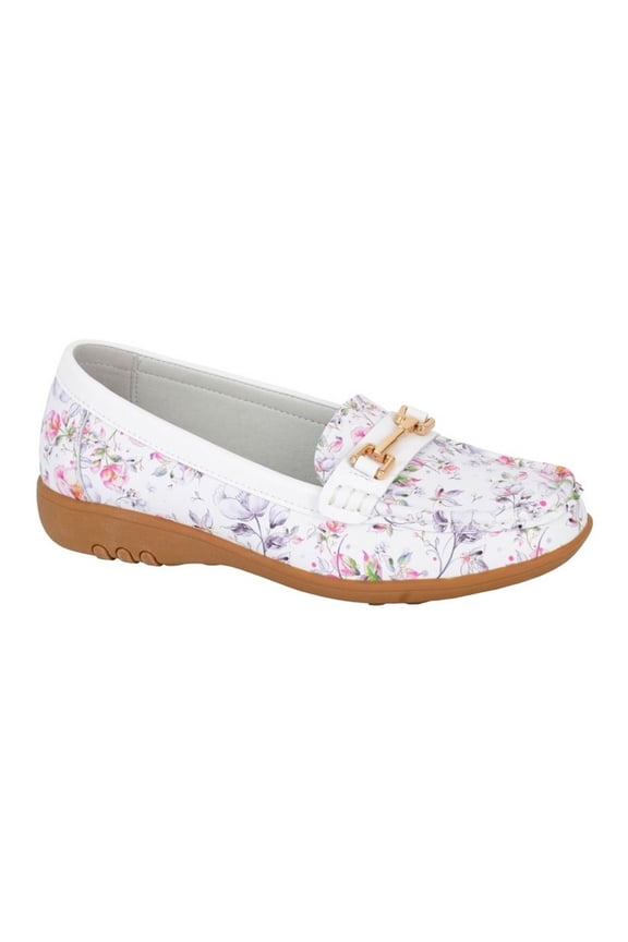 Womens Floral Leather Loafers
