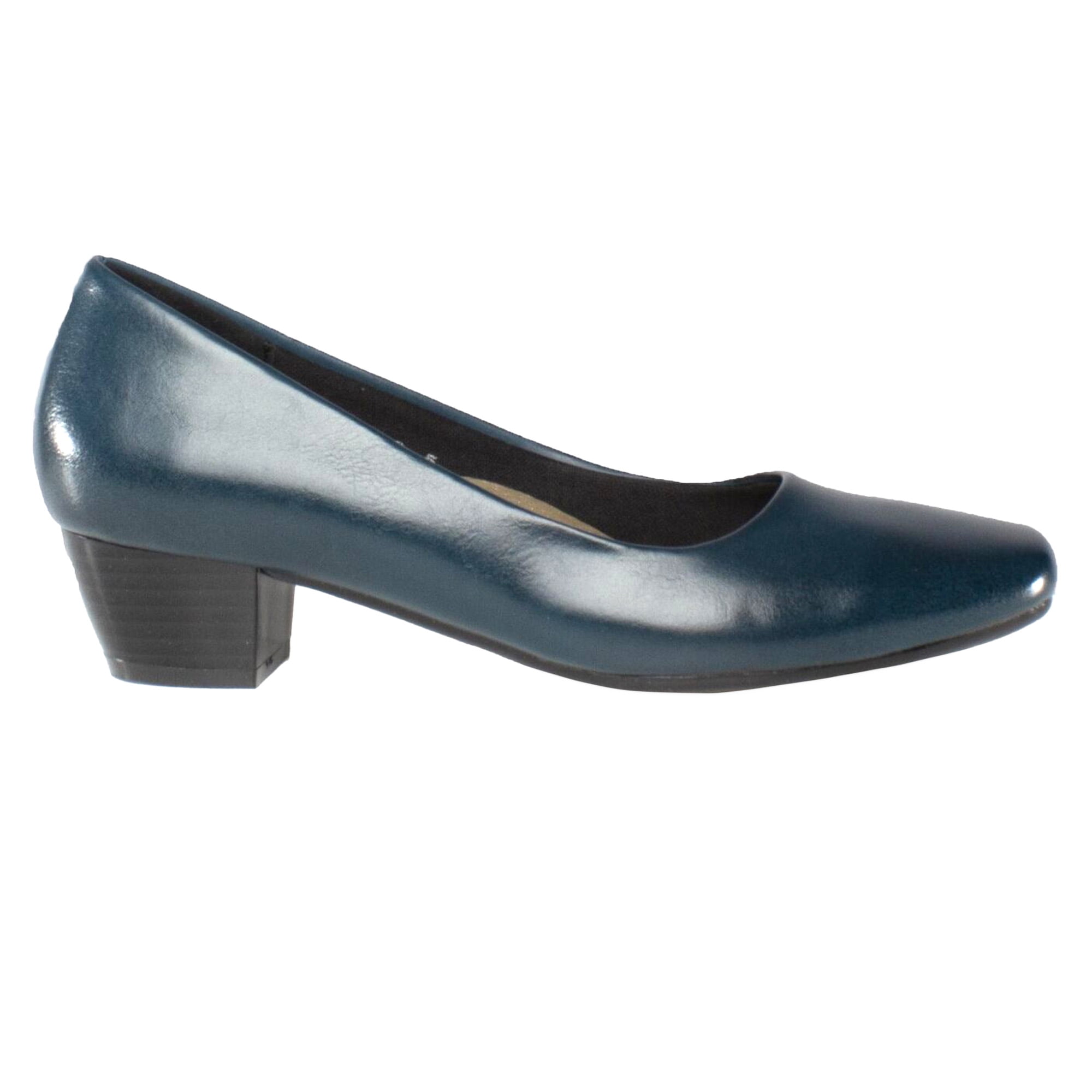 Ladies navy top low heel shoes