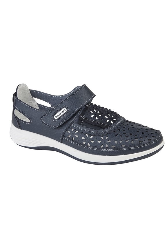 Womens Wide Fitting Window Back Punched Bar Shoes