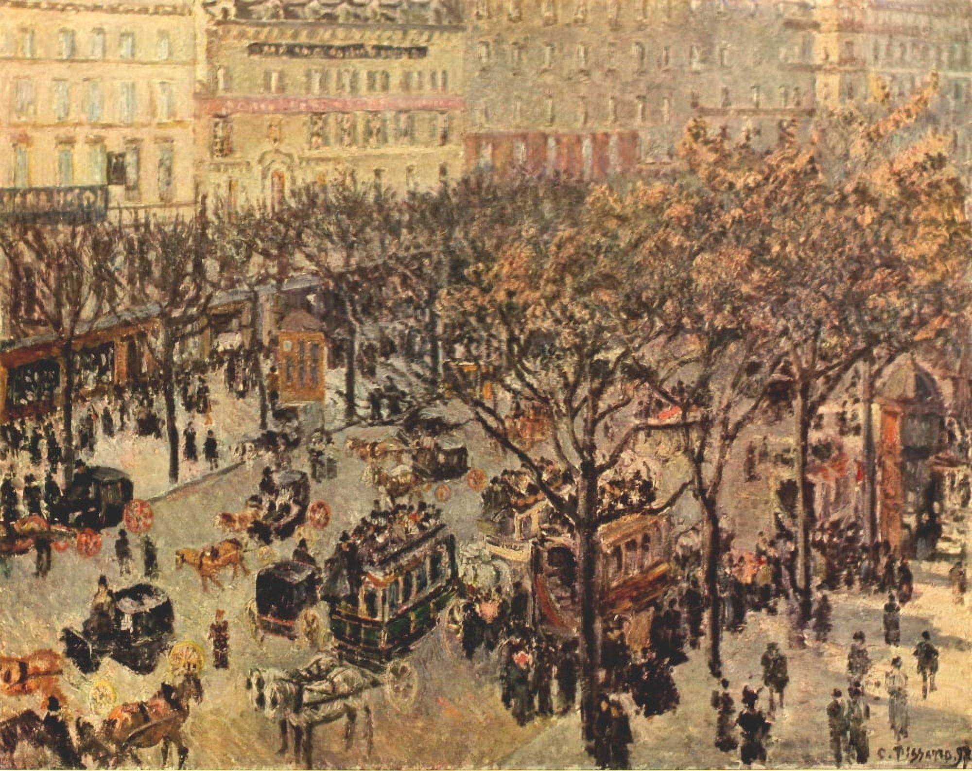 Boulevard des Italiens Morning Sunlight Canvas Art - Camille Pissarro (24 x 36)
