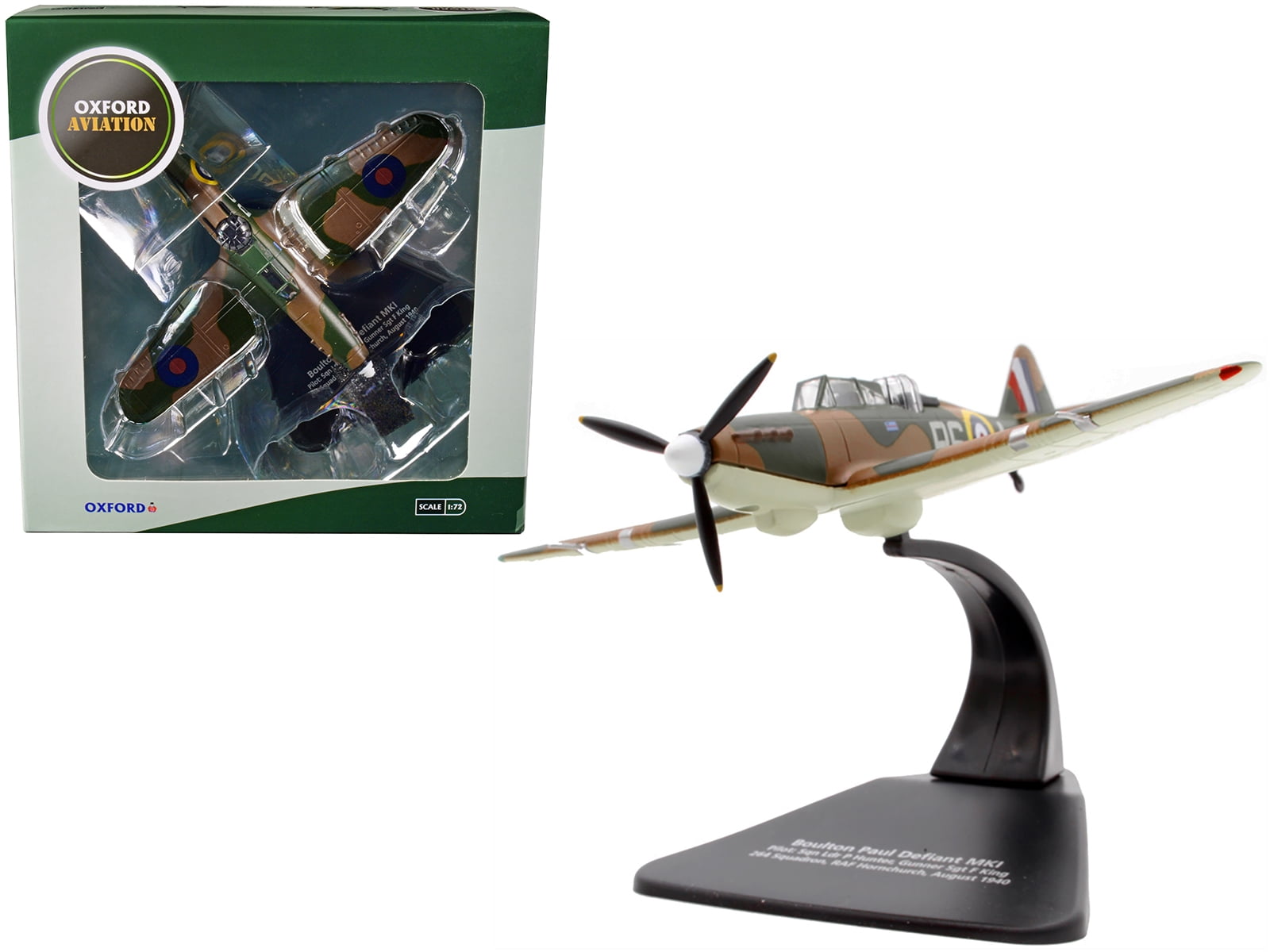 Boulton Paul Defiant MK I Fighter Plane 264 Squadron, RAF Hornchurch (August 1940) 1/72 Diecast Model Airplane by Oxford Diecast