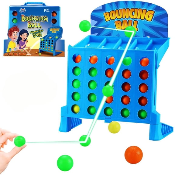 Bounce Balls Shots Game, Connect 4 in a Row Jumping Ball Game, Bouncing Shots Tabletop, Funny Family Party Interactive Set