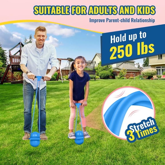 Bounce Bounce Adult Fitness Stretch Pogo Stick - Adjustable Height Jumping Toy with Non-Slip Handle & Grip Tape, Up to 200 lbs, Indoor Outdoor Exercise for Fitness & Fun